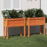 Jardiniere grădină cu picioare, 2 buc., maro ceruit, lemn pin GartenMobel Dekor