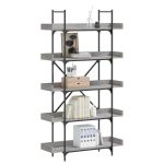 Bibliotecă 5 niveluri gri sonoma 100x33x180,5 cm lemn compozit GartenMobel Dekor