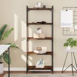 Bibliotecă 5 niveluri stejar afumat 60x30x154 cm lemn prelucrat GartenMobel Dekor