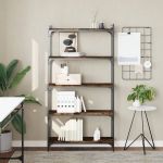 Bibliotecă 5 niveluri stejar afumat 80x30x154 cm lemn prelucrat GartenMobel Dekor