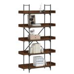 Bibliotecă 5 niveluri stejar maro 100x33x180,5 cm lemn compozit GartenMobel Dekor