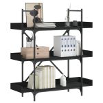 Bibliotecă cu 3 niveluri, negru, 100x33x108,5 cm lemn prelucrat GartenMobel Dekor