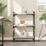 Bibliotecă cu 3 niveluri gri sonoma 60x30x86 cm lemn compozit GartenMobel Dekor