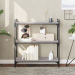 Bibliotecă cu 3 niveluri gri sonoma 80x30x86 cm, lemn prelucrat GartenMobel Dekor