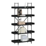 Bibliotecă cu 5 niveluri, negru, 100x33x180,5 cm lemn prelucrat GartenMobel Dekor