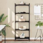 Bibliotecă cu 5 niveluri, negru, 60x30x154 cm, lemn prelucrat GartenMobel Dekor
