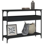 Măsuță consolă cu raft, negru, 100x29x75 cm, lemn prelucrat GartenMobel Dekor