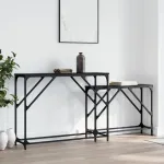 Măsuțe console suprapuse, 2 buc., negru, lemn prelucrat GartenMobel Dekor