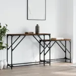 Mese console suprapuse, 2 buc, stejar fumuriu, lemn prelucrat GartenMobel Dekor