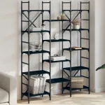 Bibliotecă, negru, 127,5x28,5x172,5 cm, lemn prelucrat GartenMobel Dekor