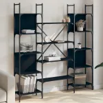Bibliotecă, negru, 155,5x24x166,5 cm, lemn prelucrat GartenMobel Dekor