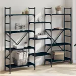Bibliotecă, negru, 160x28,5x136,5 cm, lemn prelucrat GartenMobel Dekor