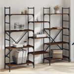 Bibliotecă, stejar maro, 160x28,5x136,5 cm, lemn prelucrat GartenMobel Dekor