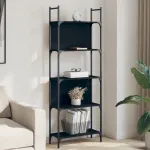 Bibliotecă 5 niveluri, negru, 60,5x24x166,5 cm, lemn prelucrat GartenMobel Dekor