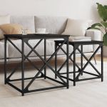 Mese suprapuse de cafea, 2 buc, negru, lemn prelucrat  GartenMobel Dekor