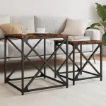 Mese suprapuse de cafea, 2 buc, stejar afumat, lemn prelucrat GartenMobel Dekor