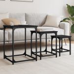 Mese suprapuse de cafea, 3 buc, negru, lemn prelucrat  GartenMobel Dekor