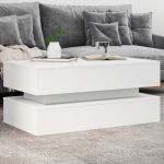 Măsuță de cafea cu lumini LED, alb, 90x50x40 cm GartenMobel Dekor