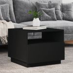 Măsuță de cafea cu lumini LED, negru, 50x49x40 cm GartenMobel Dekor