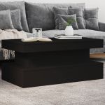 Măsuță de cafea cu lumini LED, negru, 90x50x40 cm GartenMobel Dekor