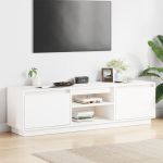 Comodă TV, alb, 140x35x40 cm, lemn masiv de pin GartenMobel Dekor