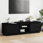Comodă TV, negru, 140x35x40 cm, lemn masiv de pin GartenMobel Dekor