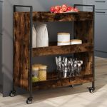 Cărucior de bucătărie stejar fumuriu 70x30x82 cm lemn prelucrat GartenMobel Dekor