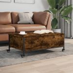 Măsuță cafea cu roți stejar fumuriu 91x55x34 cm lemn prelucrat GartenMobel Dekor