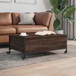 Măsuță cafea cu roți stejar maro 91x55x34 cm lemn prelucrat GartenMobel Dekor