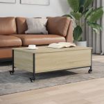 Măsuță cafea cu roți stejar sonoma 91x55x34 cm lemn prelucrat GartenMobel Dekor