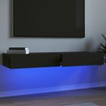 Dulapuri TV cu lumini LED, 2 buc., negru, 60x35x15,5 cm GartenMobel Dekor