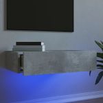 Comodă TV cu lumini LED, gri beton, 60x35x15,5 cm GartenMobel Dekor