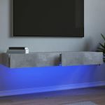 Comode TV cu lumini LED, 2 buc., gri beton, 60x35x15,5 cm GartenMobel Dekor