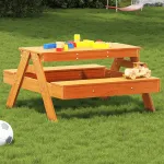 Masă de picnic pentru copii, maro, 88x97x52 cm, lemn masiv pin GartenMobel Dekor