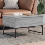 Măsuță de cafea, gri sonoma 70x50x40 cm lemn prelucrat și metal GartenMobel Dekor