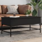 Măsuță de cafea, negru, 100x50x45 cm, lemn prelucrat și metal GartenMobel Dekor