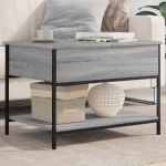 Măsuță de cafea sonoma gri 70x50x50 cm lemn prelucrat și metal GartenMobel Dekor