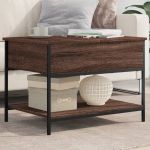 Măsuță de cafea stejar maro 70x50x50 cm lemn prelucrat și metal GartenMobel Dekor