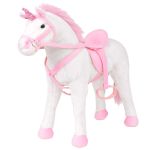 Jucărie unicorn din pluș în picioare, alb și roz, XXL GartenMobel Dekor