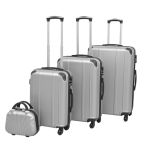 Set de valize carcasă tare, argintiu, 4 buc. GartenMobel Dekor