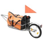 Remorcă de bicicletă pentru bagaje cu sac, portocaliu și negru GartenMobel Dekor