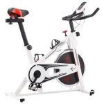 Bicicletă antrenament fitness, cu senzori puls, alb și roșu GartenMobel Dekor