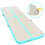 Saltea gimnastică gonflabilă cu pompă verde 600x100x10cm PVC GartenMobel Dekor