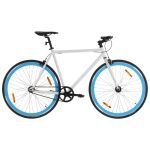 Bicicletă cu angrenaj fix, alb și albastru, 700c, 59 cm GartenMobel Dekor