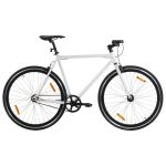 Bicicletă cu angrenaj fix, alb și negru, 700c, 59 cm GartenMobel Dekor