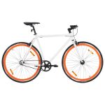 Bicicletă cu angrenaj fix, alb și portocaliu, 700c, 55 cm GartenMobel Dekor
