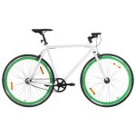 Bicicletă cu angrenaj fix, alb și verde, 700c, 59 cm GartenMobel Dekor