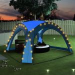 Cort petrecere cu LED & 4 pereți laterali albastru 3,6x3,6x2,3m GartenMobel Dekor