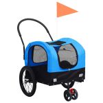 Remorcă bicicletă & cărucior 2-în-1 animale, albastru și negru GartenMobel Dekor