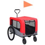 Remorcă bicicletă & cărucior 2-în-1 pentru animale, roșu și gri GartenMobel Dekor